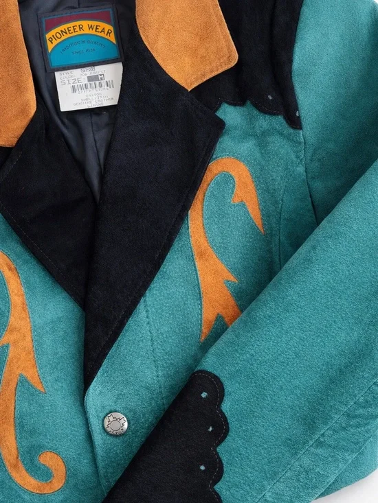 VINTAGE PIONEER WEAR WESTERN leather jacket green size M, cowgirl - Picture 8 of 8